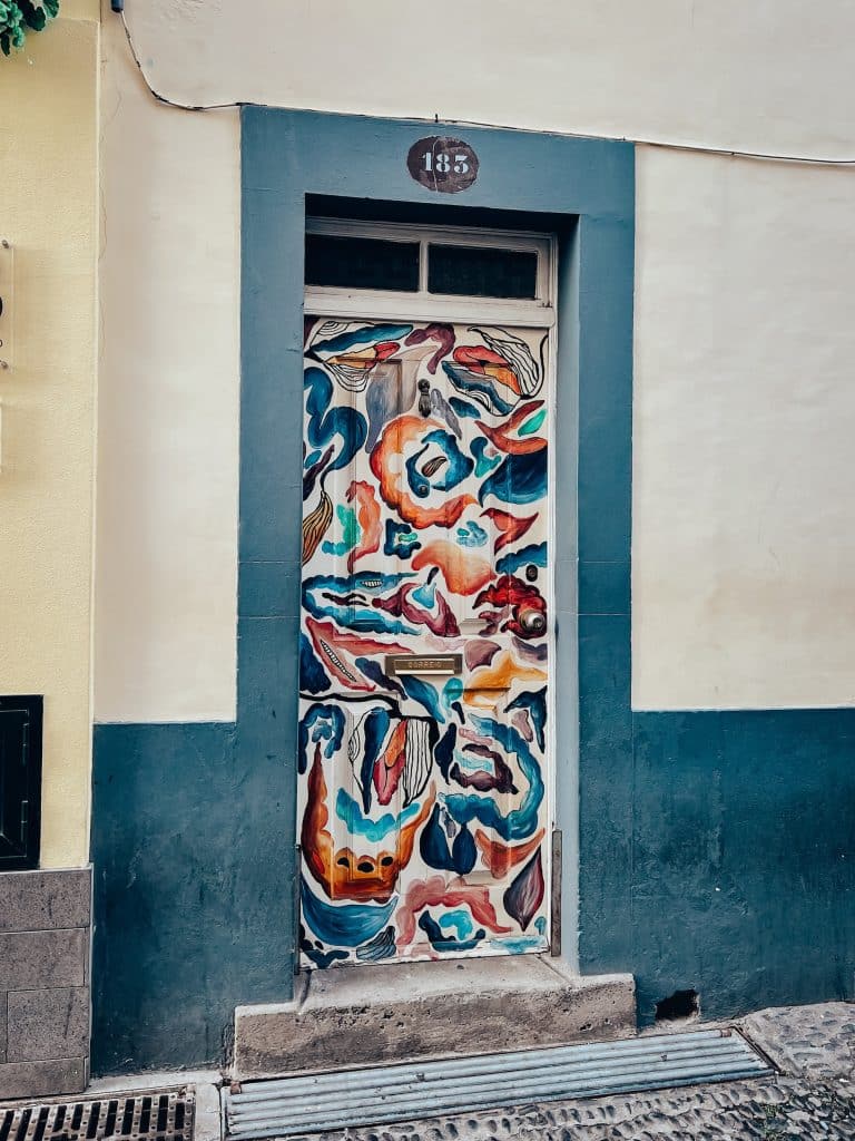 Eine bemalte Tür in der Rua de Santa Maria in Funchal