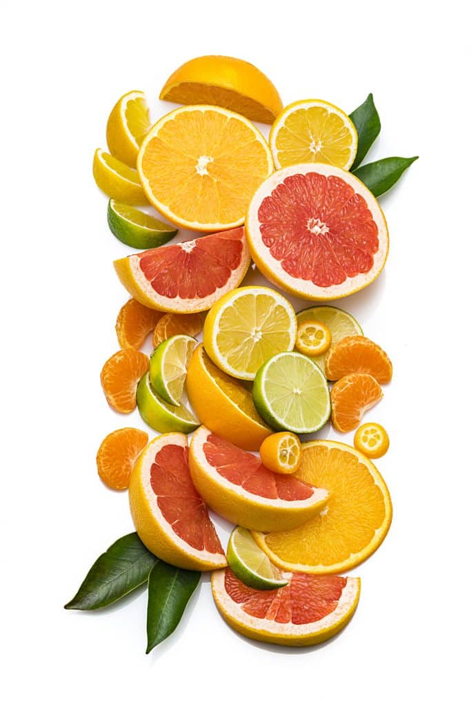 Zitrusscheiben: Orange, Zitrone, Limette und Grapefruit