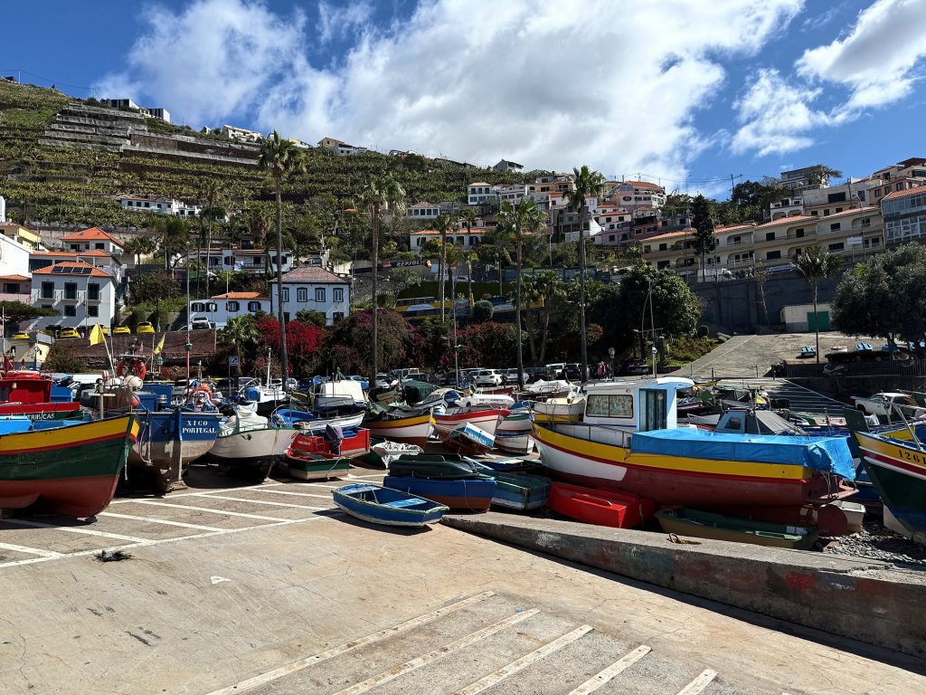 Bunte Fischerboote am Kai von Câmara de Lobos